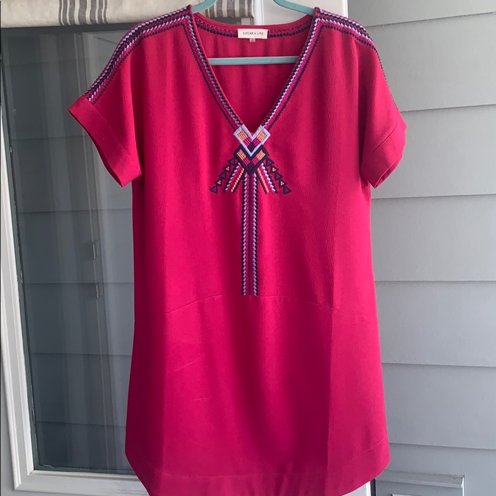 Pink with Aztec print dress